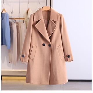 Áo Khoác Dạ Lông Cừu Màu Camel