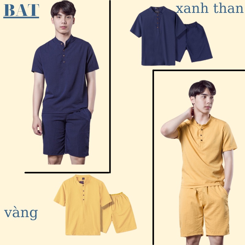 Bộ Quần Áo Đũi thời trang Nam BAT,quần ngố, sơ mi chất vải đũi thái loại dày bộ đồ nam vải đũi trẻ trung phong cách.