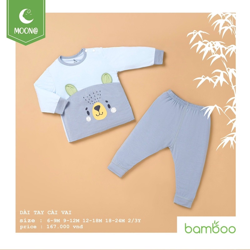 Bộ dài tay vải bamboo cho bé mặc điều hoà