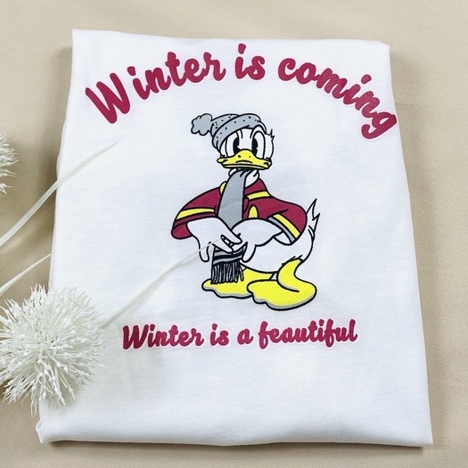 Áo thun trắng nhiều mẫu hình, Áo phông unisex ngắn tay Daisy
