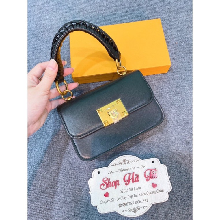 Túi xách quai đan mềm khoá gập Sz 18 xinh