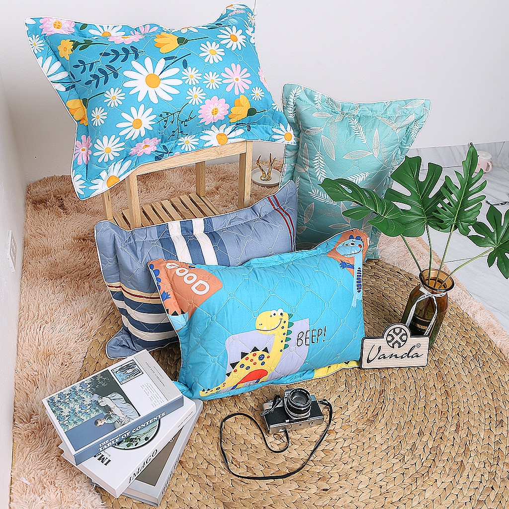 Vỏ gối đầu trần trám VANDA cao cấp họa tiết đơn giản sang trọng