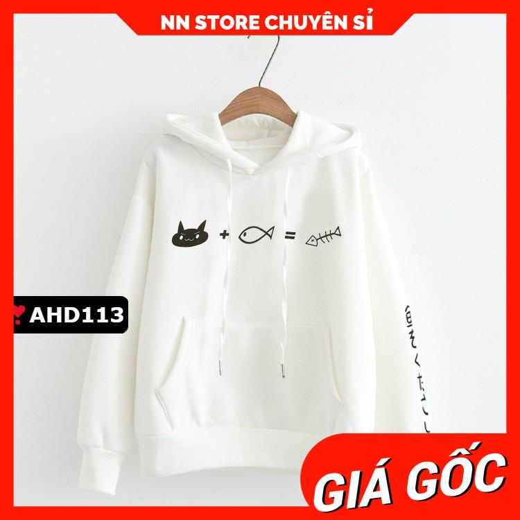 Áo hoodie nam nữ chất nỉ bông in mèo dễ thương AHD113