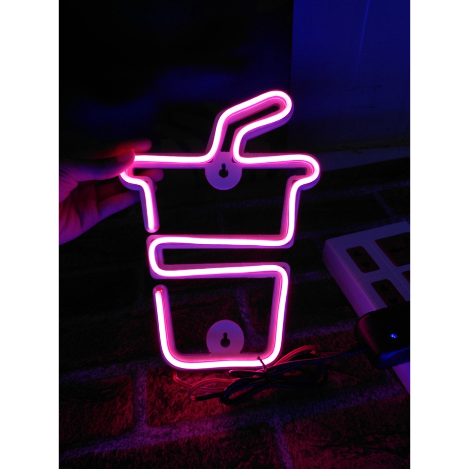 Đèn led neon trang trí, led neon cho phòng ngủ, phòng khách, quán xá,mẫu mini Trà sữa kích thước 18x25cm