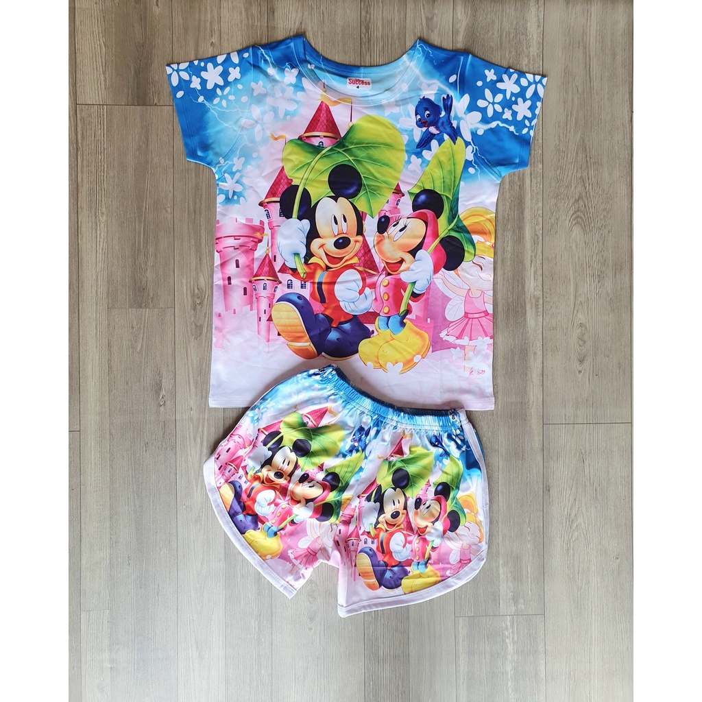 Đồ bộ bé gái, bộ cộc tay cho bé gái hình MICKEY bigsize 16-30KG chất thun lạnh Thái cực mềm mát