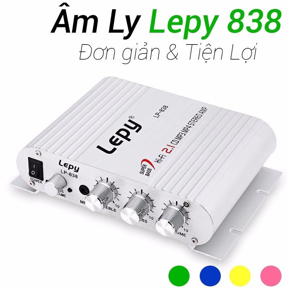 Ampli mini 12V Lepy LP-838 hỗ trợ tặng kèm nguồn ngoài -dc2392+dc2516