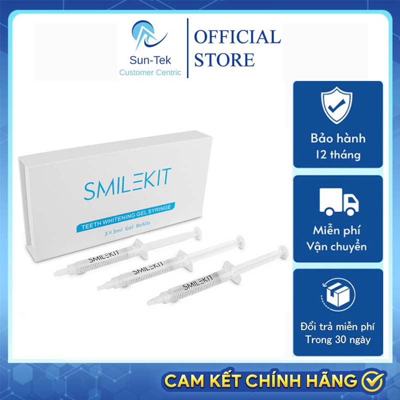 Gel trắng răng Smile Kit thế hệ mới - dòng gel tẩy trắng răng chuyên dụng tại nhà (Bộ 3 ống gel làm trắng răng)