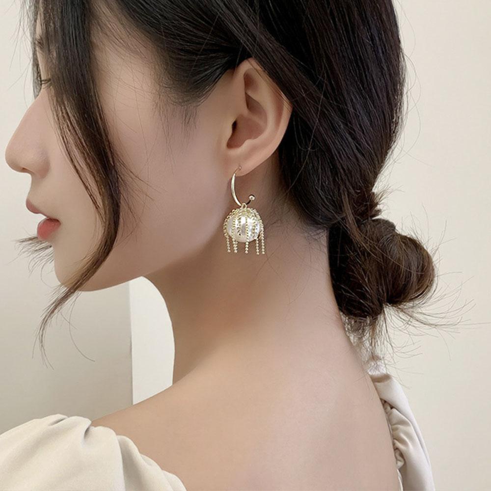 Bông Tai Dáng Dài Hình Tròn Thời Trang Sang Trọng Cho Nữ|Bông Tai Đinh Tán Thiết Kế Cá Tính Thời Trang