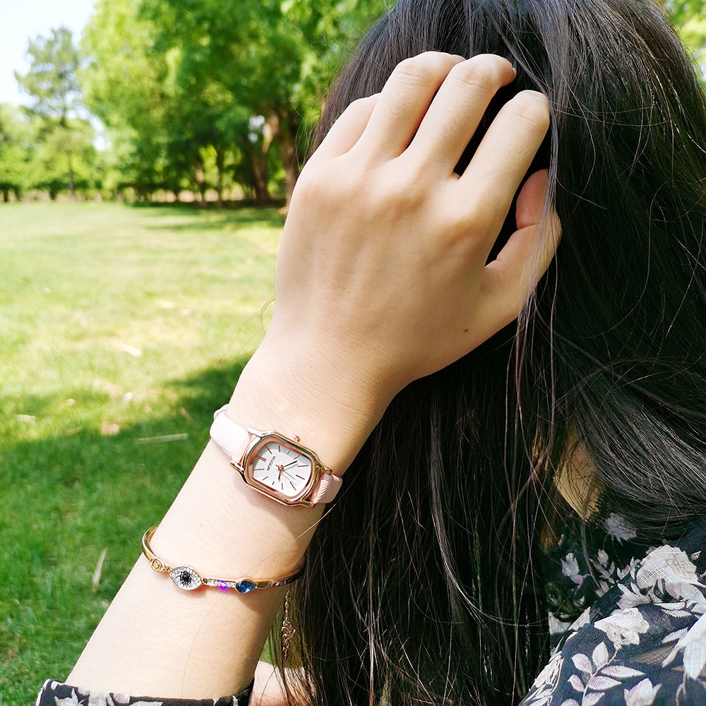 Đồng Hồ Analog Máy Quartz Mặt Vuông Dây Da PU Thời Trang Cho Nữ