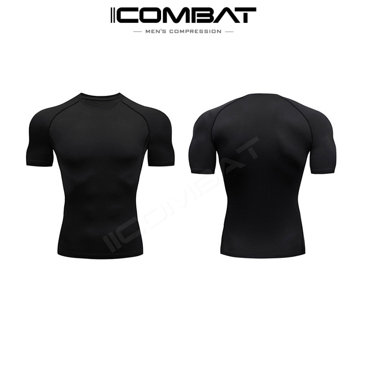 iiCOMBAT Áo Thể Thao Nam Tập Gym Cao Cấp Vải Coolmax Full đen - Áo Fitness Coat nam thoáng mát nhanh khô