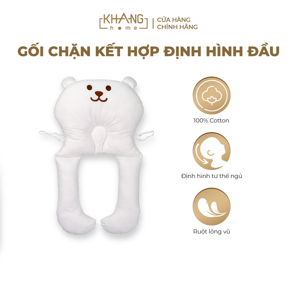 Gối Chặn Chữ U Kết Hợp Định Hình Đầu Cho Trẻ Sơ Sinh Khang Home - 100% Cotton, Êm Ái Cho Bé Ngủ An Toàn