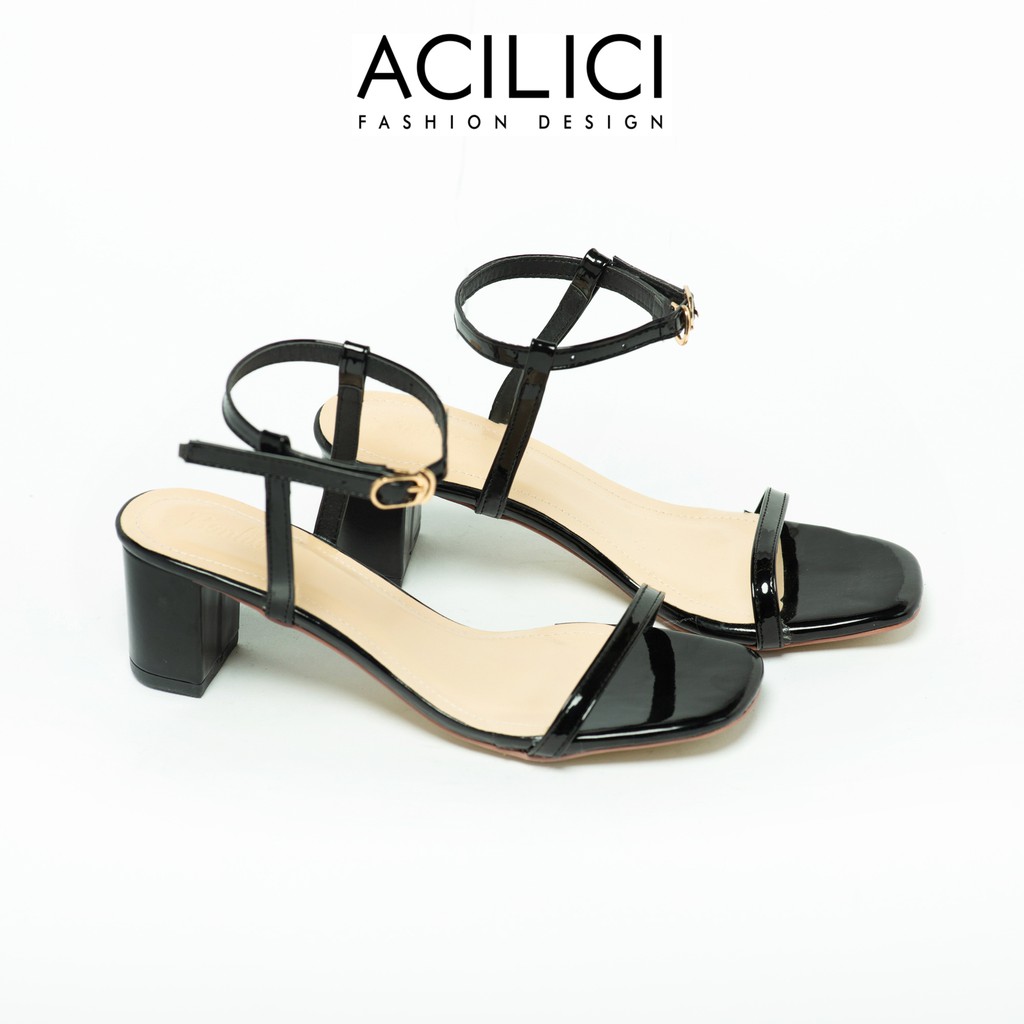 Giày sandal cao gót nữ ACILICI thời trang, giày cao gót đế vuông cao 5p hỡ mũi fom chuẩn size 35-40 màu kem_TC03