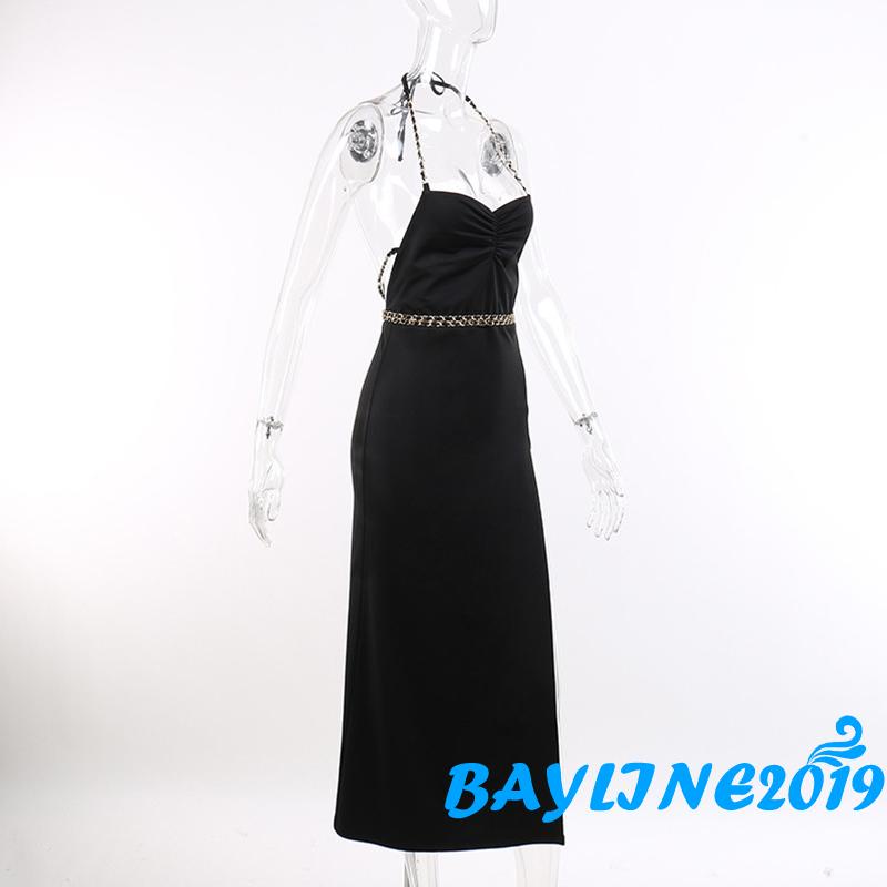 Đầm Dài Không Tay Hở Lưng Đan Dây Chéo Thời Trang Cho Nữ