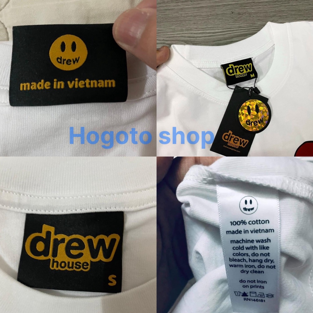 Áo thun tay lỡ DREW House Hogoto shop , Áo thun unisex nam nữ form rộng oversize chất liệu Cotton