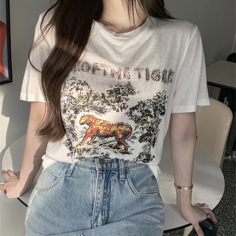 Áo Thun Tay Ngắn Màu Sắc Đơn Giản Cho Nữ