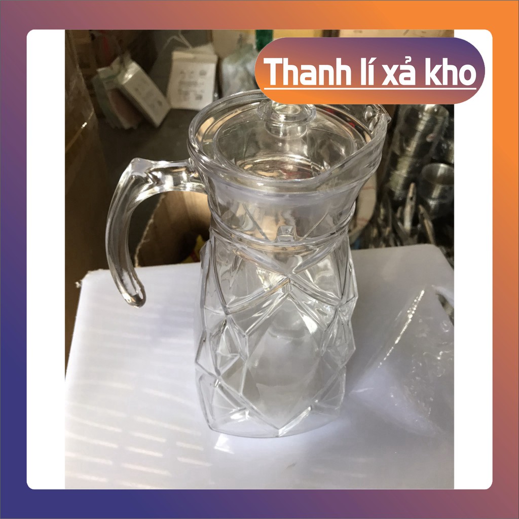 Bình thủy tinh 𝑭𝑹𝑬𝑬𝑺𝑯𝑰𝑷 Bình rót nước bằng thủy tinh vảy cá có quai 1,5L