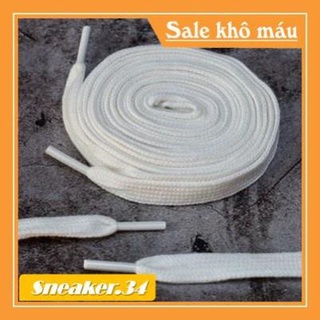 Dây giày thể thao sneaker dài 1m2 bản dẹt, màu trắng, không xù