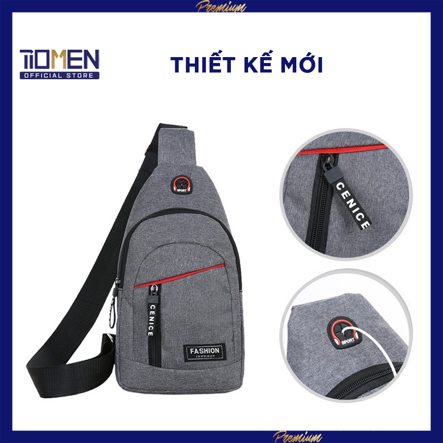 Túi vải canvas đeo chéo nam mini, túi đeo chéo nam có lỗ tai nghe tiện lợi cách Hàn Quốc | BigBuy360 - bigbuy360.vn