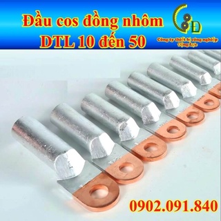 Đầu cos đồng nhôm DTL 1cái, đầu cốt sử lý hợp kim bấm nối dây điện máy hàn, tiếp địa chống sét 10mm đến 50mm