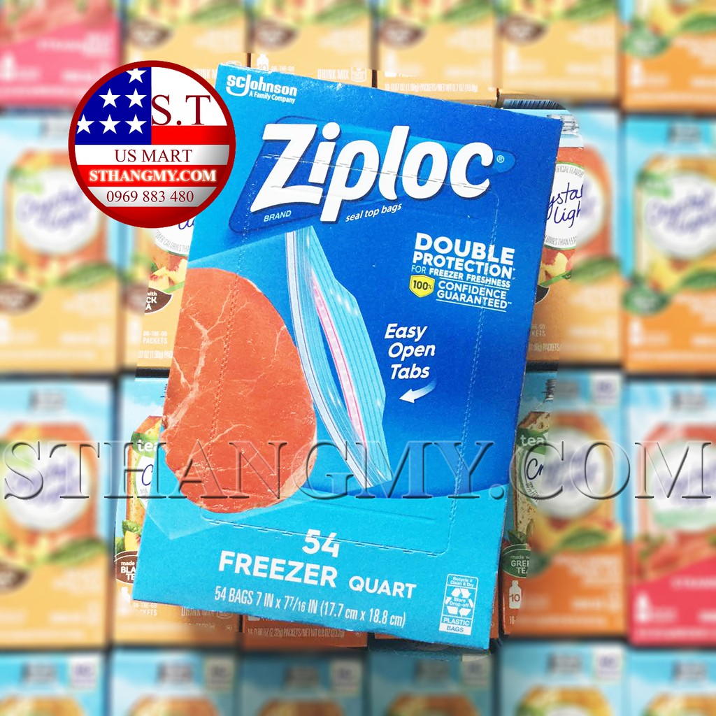 Túi zip dùng ngăn mát + đông đựng thực phẩm Ziploc size vừa + lớn