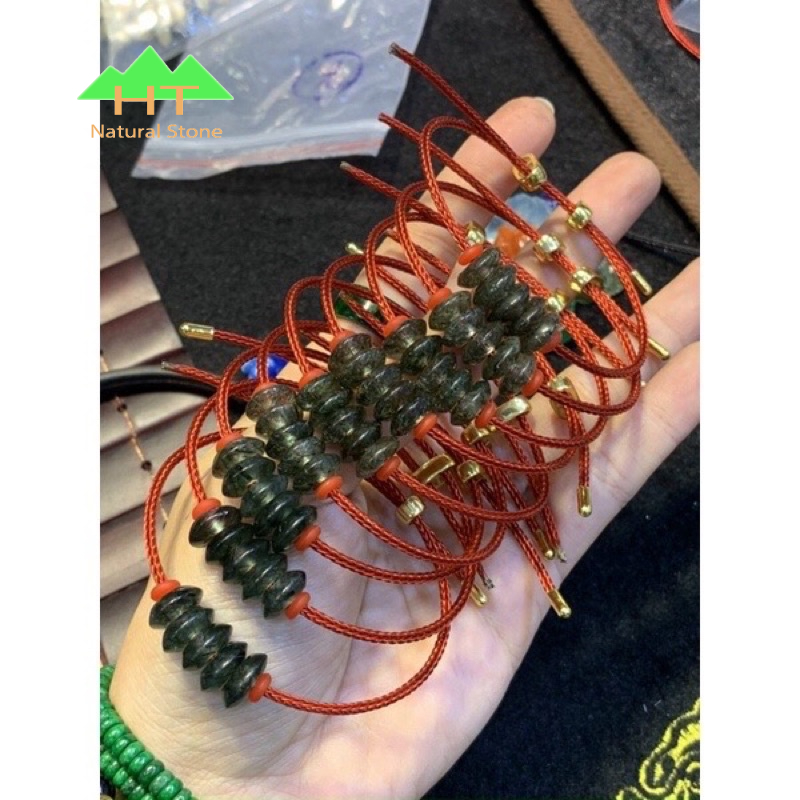 Vòng đeo tay dây cáp hồ ly chúa mix đồng điếu đá TA tóc xanh