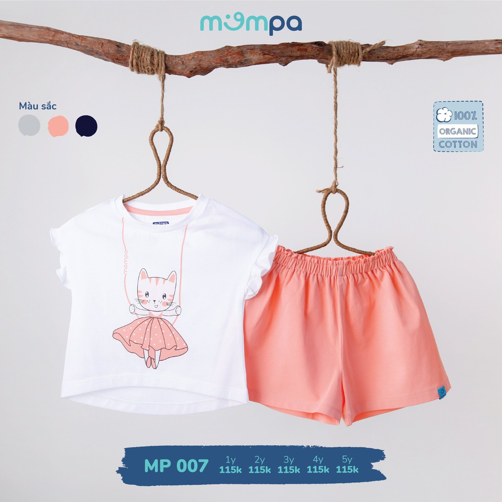 Bộ cộc bé gái quần váy cho bé gái từ 1 tuổi đến 5 tuổi Mompa MP006 - MP007