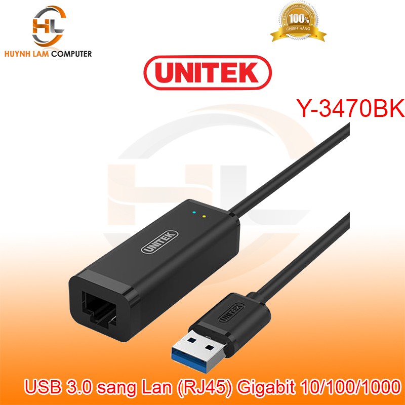 USB ra Lan (Lan gigabite 10/100/1000) USB 3.0 Unitek Y-3470BK