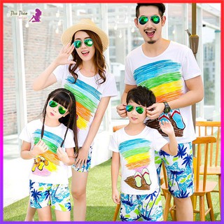 Đồ Đi Biển Gia Đình, Nam Nữ Nguyên Bộ (Áo+Quần).
