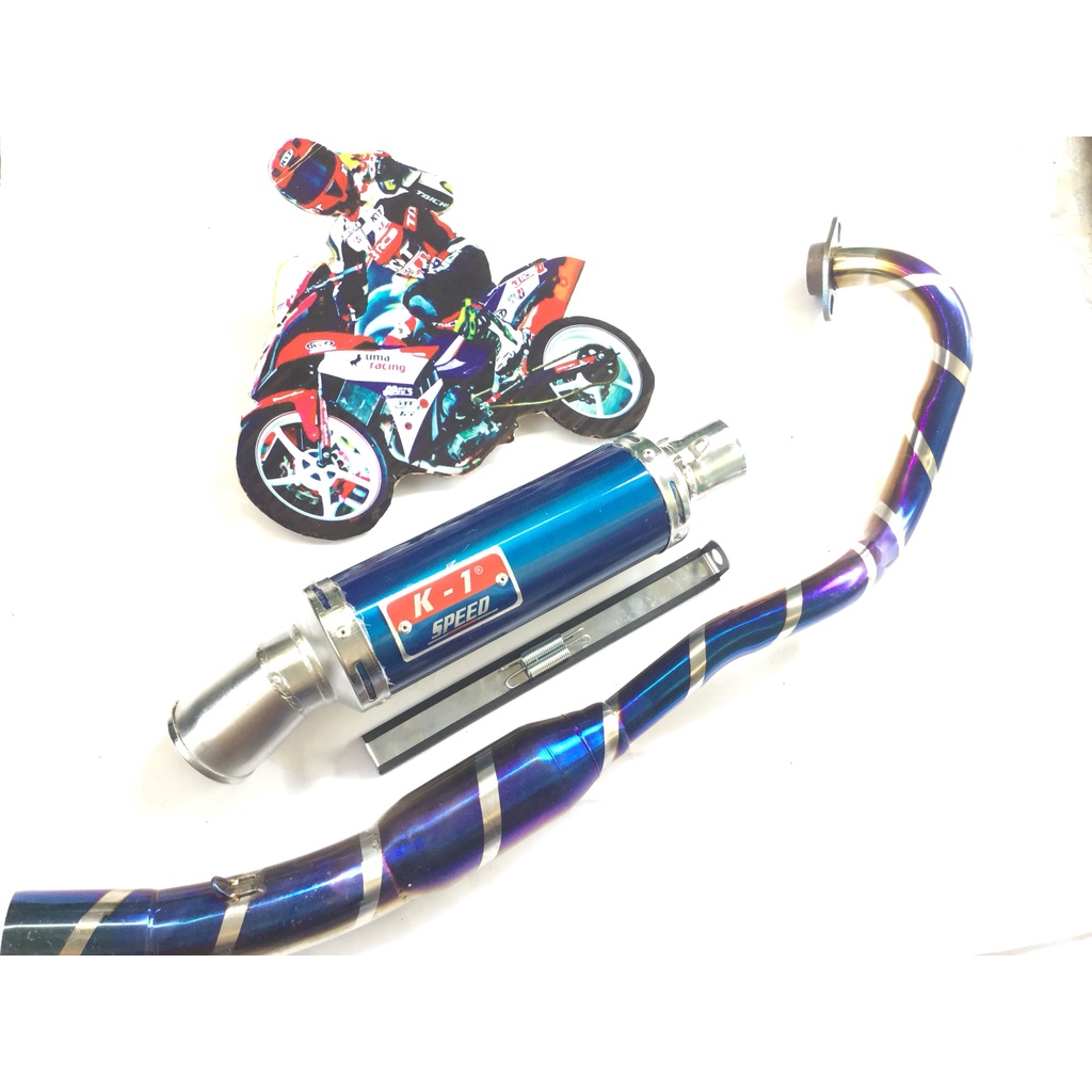 Pô K1 XANH full cổ bầu hơi titan gắn cho exciter, winer, sonic, raider fi, satria, gsx, cbr, fz, tfx, r15
