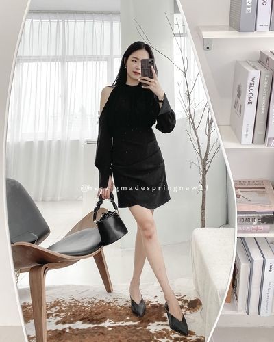 Cherub dress - B1768 ( Váy ôm khoét vai, thân nhúm, chất hàn ) | BigBuy360 - bigbuy360.vn