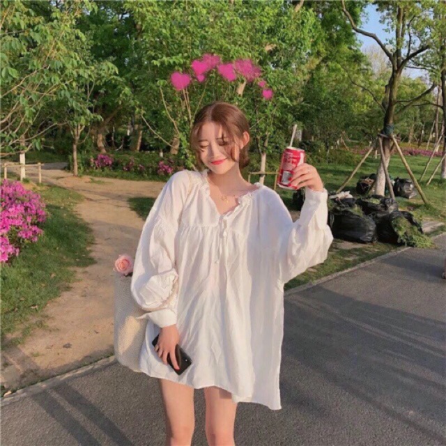 Áo babydoll form rộng oversize giấu quần ulzzang hottrend hottrend