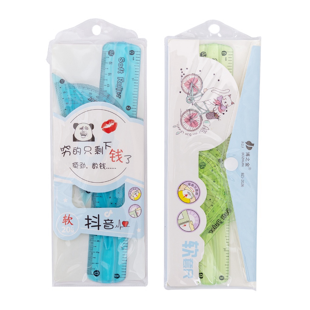 Bộ Thước Dẻo 4 Chi Tiết Nhiều Màu Cho Học Sinh/ Văn Phòng