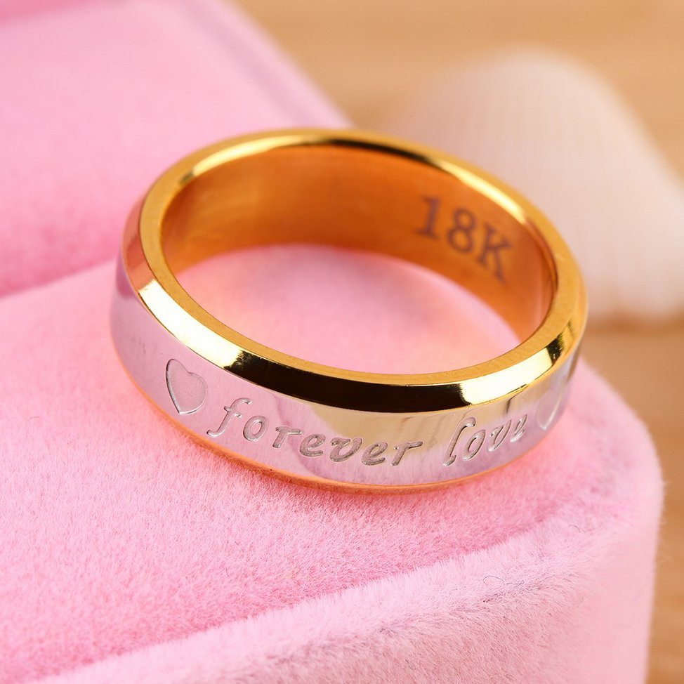 Nhẫn đeo tay thép không gỉ khắc chữ Forever love cho nam/nữ
