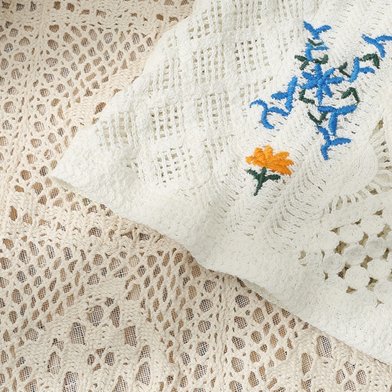 Brroa Áo Croptop Dệt Kim Không Tay Thêu Hoa Nhỏ Khoét Rỗng Nhiều Màu Sắc Cổ Điển Diam Cho Nữ