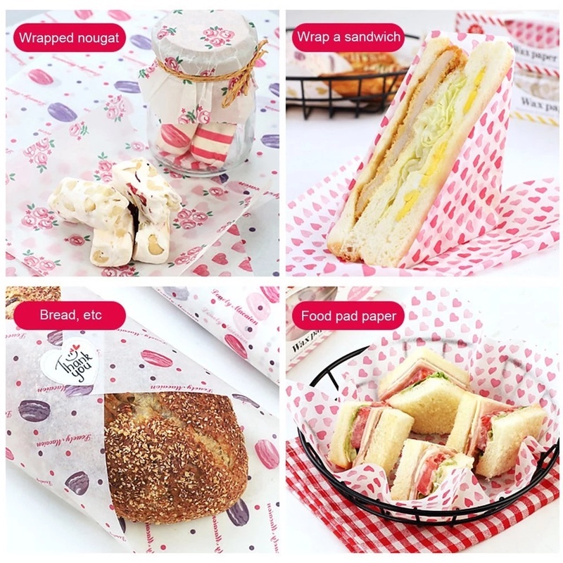 Set 10 Tấm Giấy Gói Bánh Sandwich / Đồ Ăn Vặt Chống Dầu DIY