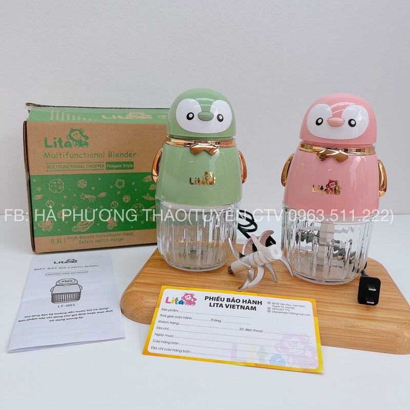 Máy xay đa năng cầm tay LITA cho bé ăn dặm bản nâng cấp 8 lưỡi dao công suất 200w bảo hành 12m