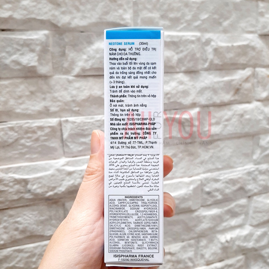 ISIS Pharma Neotone Serum 30mL - Tinh Chất Hỗ Trợ Giảm Nám, Tàn Nhang Cho Da Thường.
