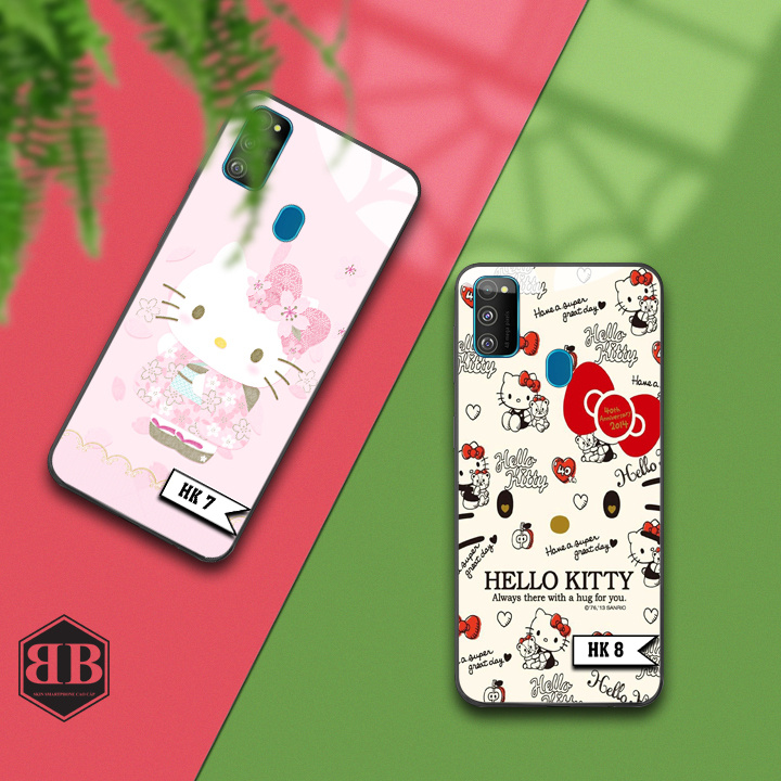 Ốp lưng kính cường lực Samsung Galaxy M30s / M21 hình hello kitty