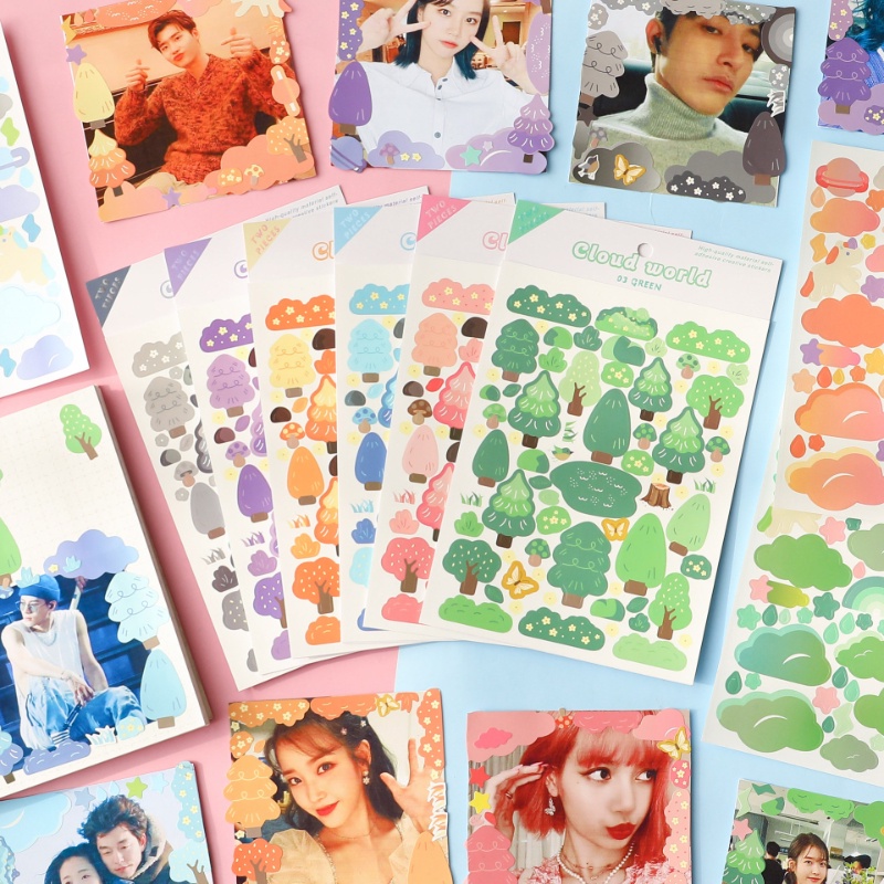 Peach[Cuckoo Diy Sticker Dán Sổ Tay/Điện Thoại Sổ Lưu Niệm/Nhật Ký/Album Ảnh/Điện Thoại Sổ Tay Hình Hoạt Hình Đám Mây Phong Cách Hàn Quốc diy