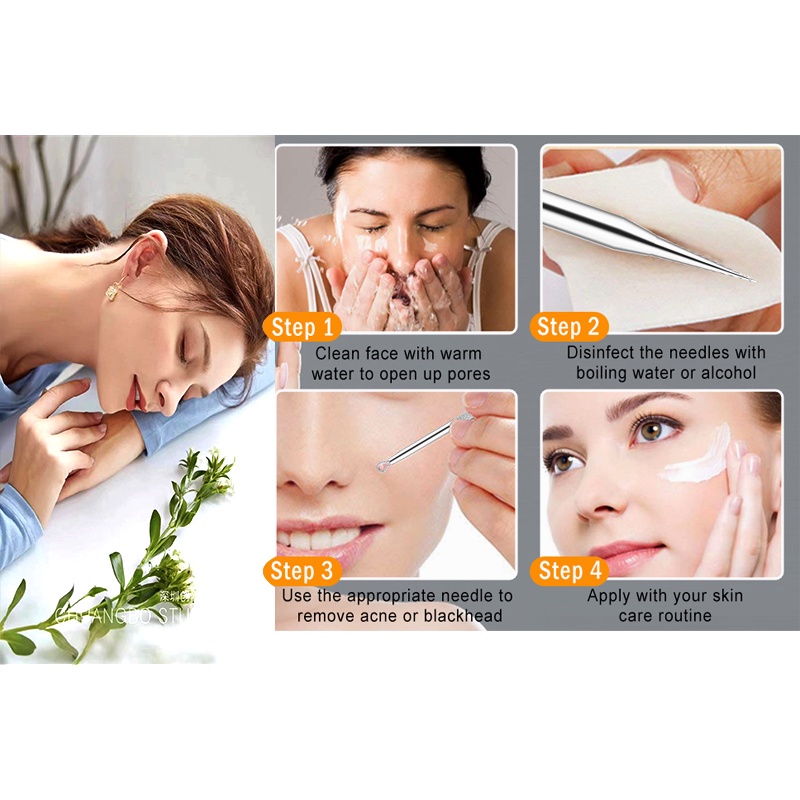 Bộ Loại Bỏ Mụn Đầu Đen Siêu Mịn Không. Set 5 Dụng Cụ Nặn Mụn Đầu Đen Làm Sạch Sâu Chăm Sóc Da