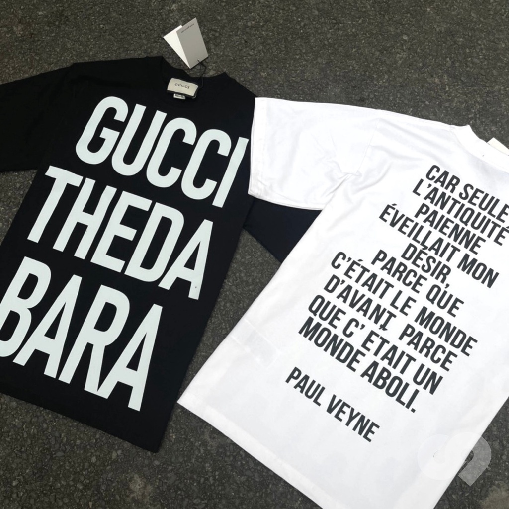 Áo Phông Gucci Theda Bara Chữ To Chất Liệu Cotton Co Giãn 4 Chiều Hình In 5D - Áo From Dáng Unisex Nam Nữ Hottend 2023