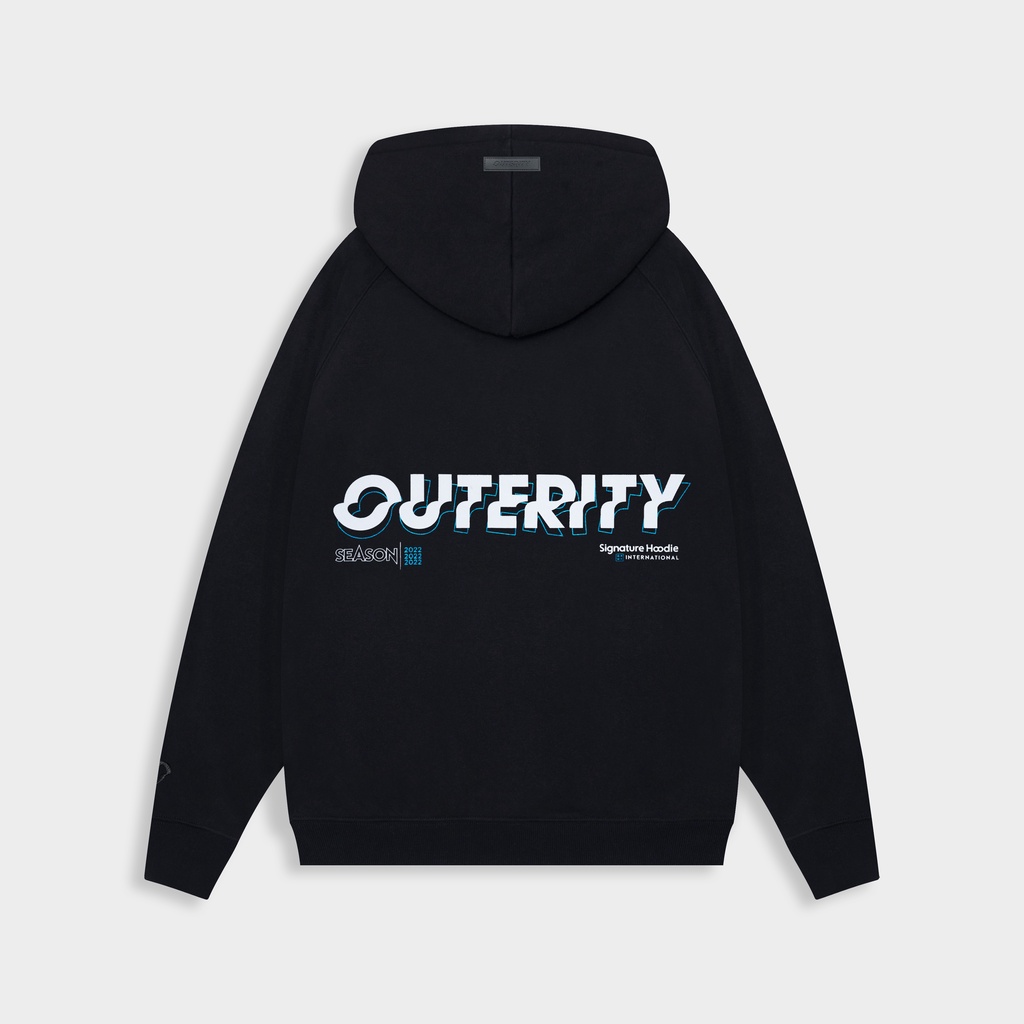 Áo khoác hoodie nam nữ nỉ bông dày Outerity Signature Season 2022 / Màu Đen ORT.B 201