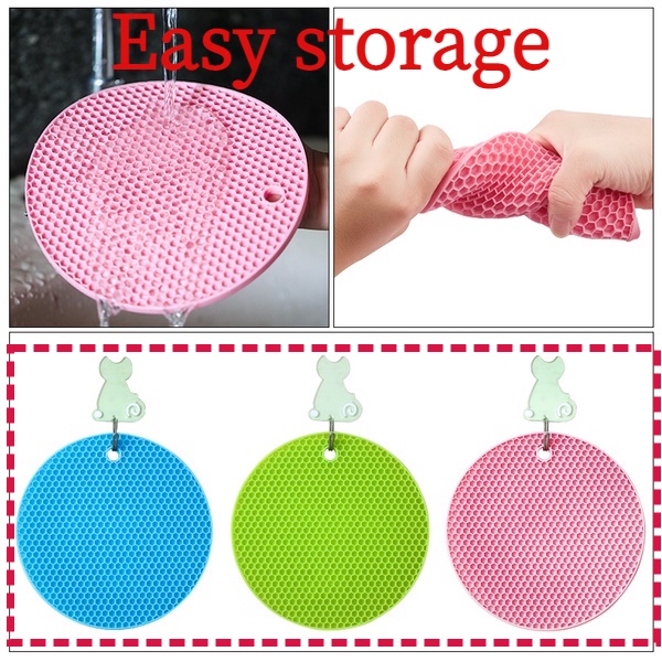 Tấm lót silicone chống trượt/chống bỏng chịu nhiệt hình tròn đa năng cho bàn nhà bếp