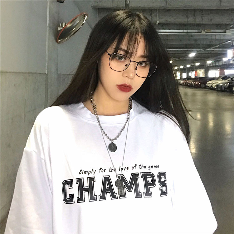 Áo Thun Unisex Dáng Rộng In Chữ Cá Tính Phong Cách Hàn Quốc