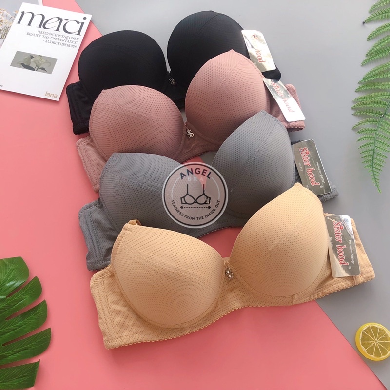 Áo lót nữ thông hơi đệm mỏng vừa, áo ngực có gọng nâng Thái Lan Sister hood 915 - angel.bra