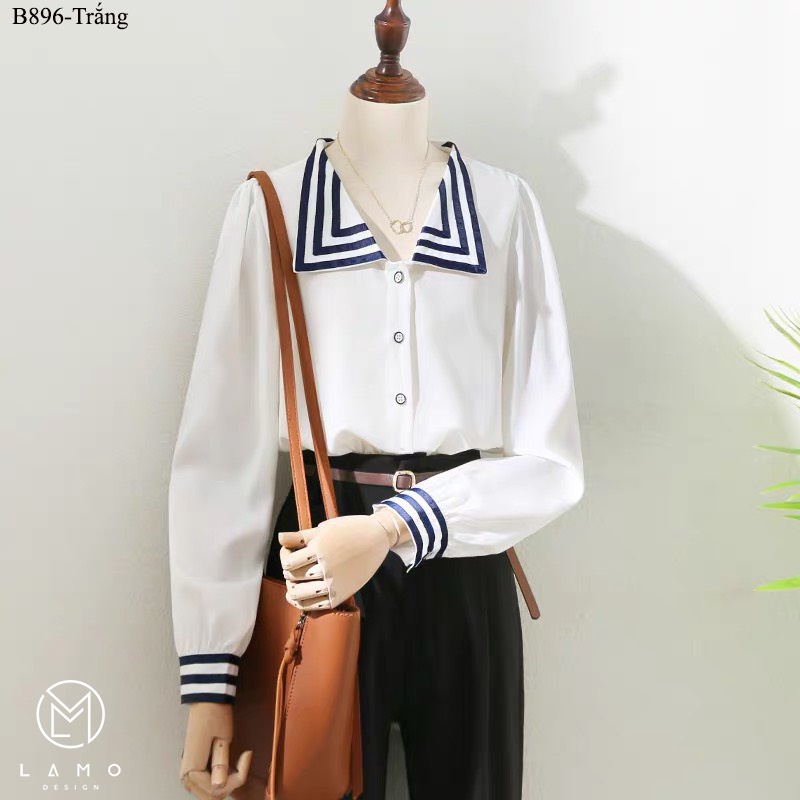 Áo sơ mi nữ công sở hàn quốc đep sang trọng phối viền LAMO-B896