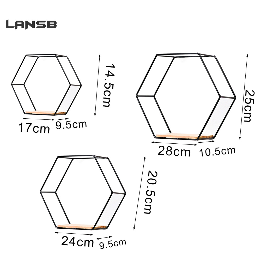 Se Kệ Sắt Treo Tường Hình Lục Giác Đa Năng Phong Cách Bắc Âu