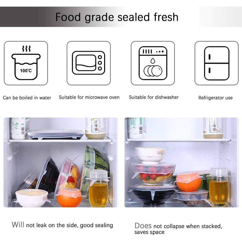 Set 6 nắp silicon ANAEAT thiết kế co giãn đóng kín bảo quản thức ăn tươi ngon