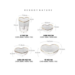 Chén, bát thủy tinh hình trái tim
