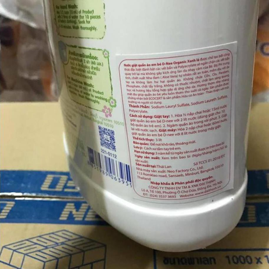 Nước Giặt Dnee  Nước giặt xả hàng đầu cho bé - Can 3L  - Date Mới Nhất